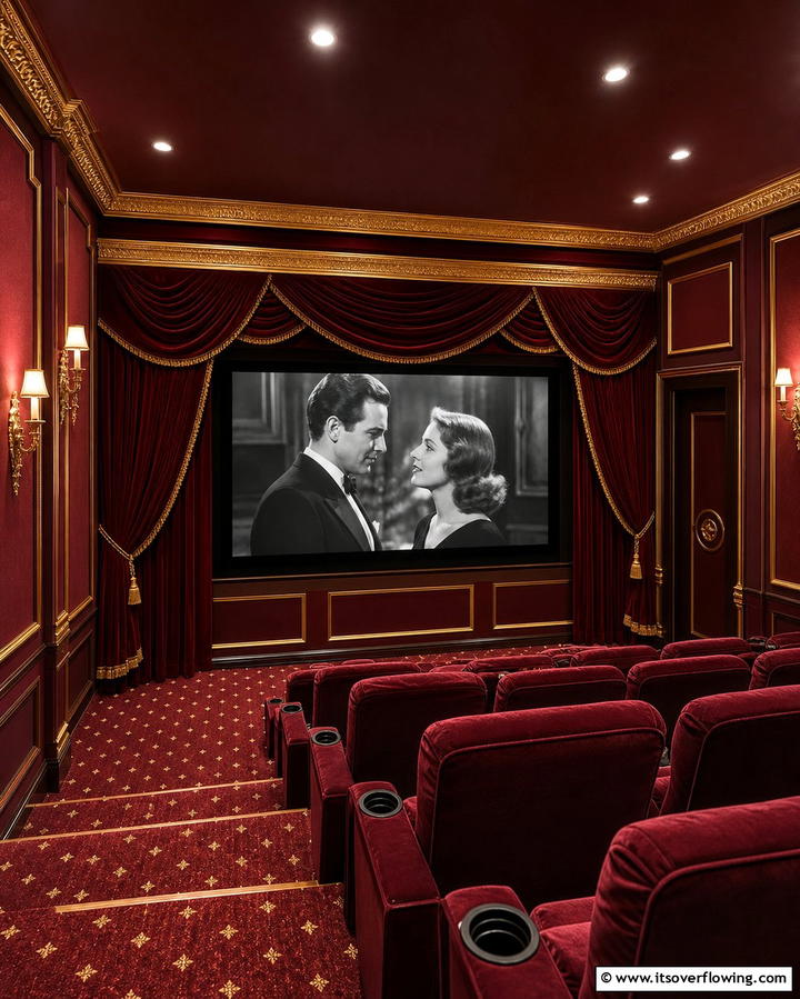 Burgundy RedOne - 30 Home Theater Paint Colors for Immersive Entertainment