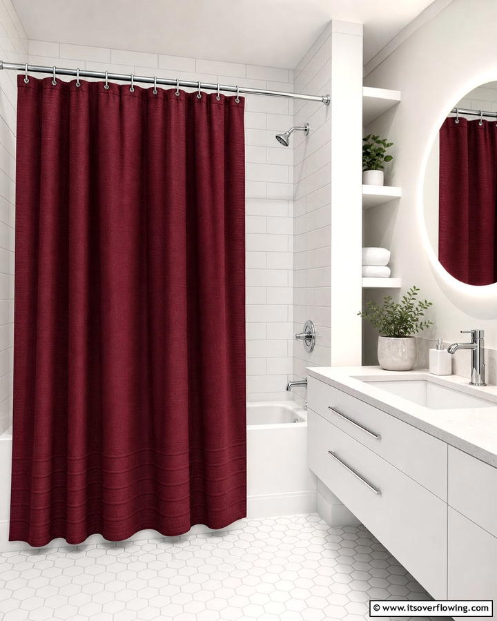 Burgundy Shower Curtain - 25 Elegant Burgundy Bathroom Ideas for a Luxe Look