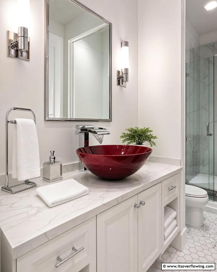 Burgundy Sink Basin - 25 Elegant Burgundy Bathroom Ideas for a Luxe Look