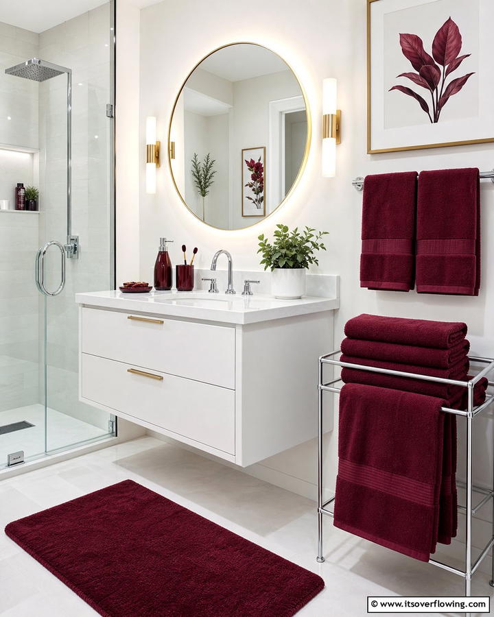 Burgundy Towels and Accessories - 25 Elegant Burgundy Bathroom Ideas for a Luxe Look