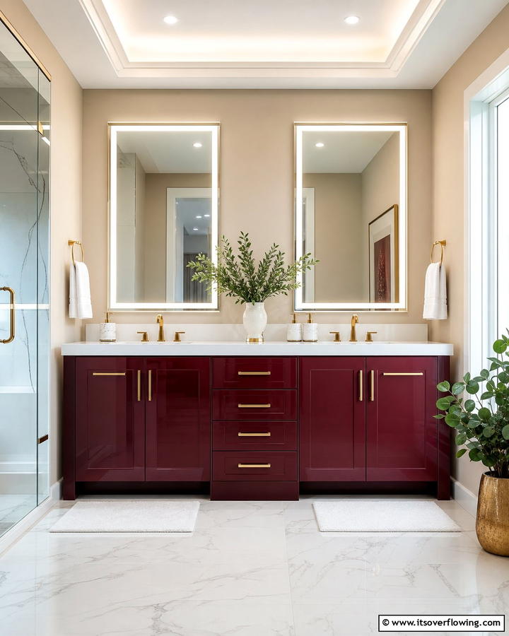 Burgundy Vanity Cabinets - 25 Elegant Burgundy Bathroom Ideas for a Luxe Look