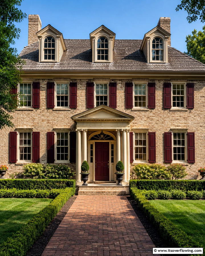 Burgundy and Beige - 30 Warm Blonde Brick House Color Schemes for Modern Homes