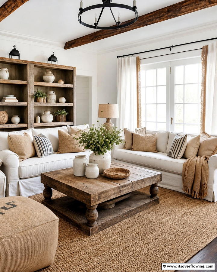 Burlap Accents for Rustic Charm - 20 Primitive Living Room Ideas for a Rustic Look