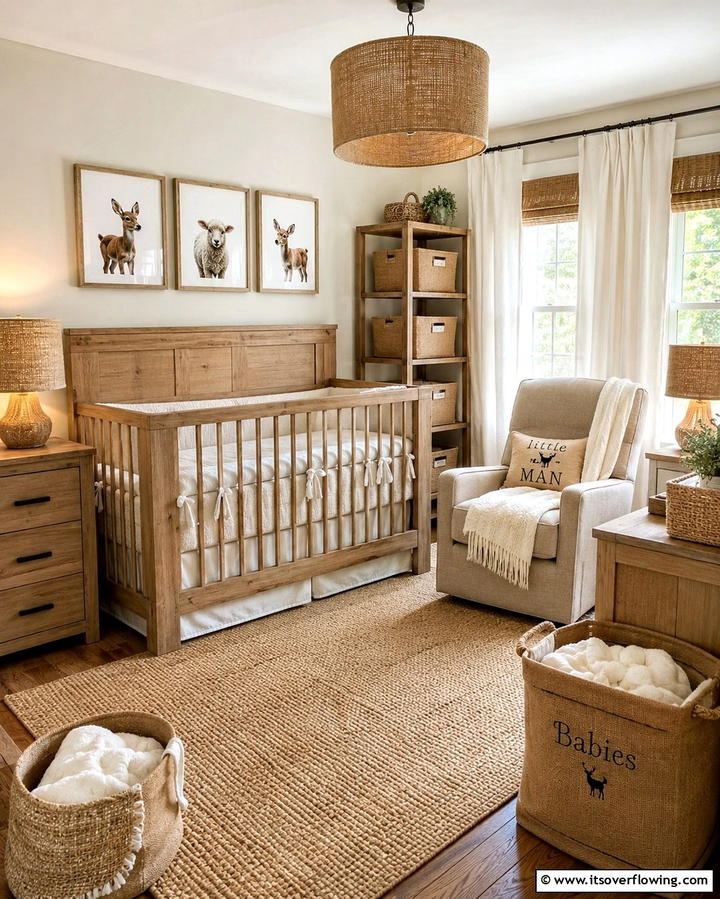 Burlap Accents - 25 Rustic Nursery Ideas for a Cozy Baby Room