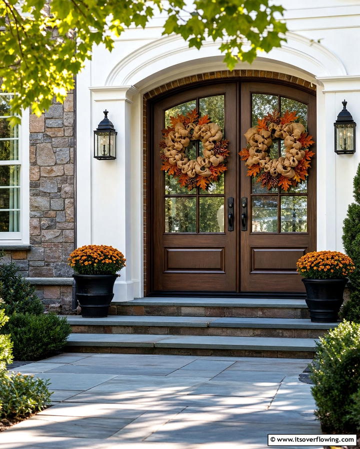 Burlap Wreaths - 25 Front Door Fall Decor Ideas for a Welcoming Entrance