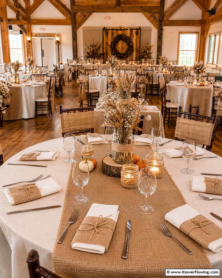 Burlap and Twine Elements - 21 Fall Wedding Décor Ideas for a Seasonal Celebration
