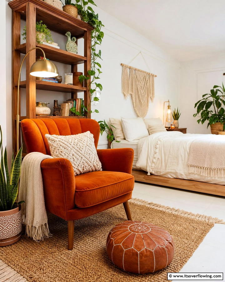 Burnt Orange Accent Chair - 20 Boho Burnt Orange Bedroom Ideas for a Warm Ambiance