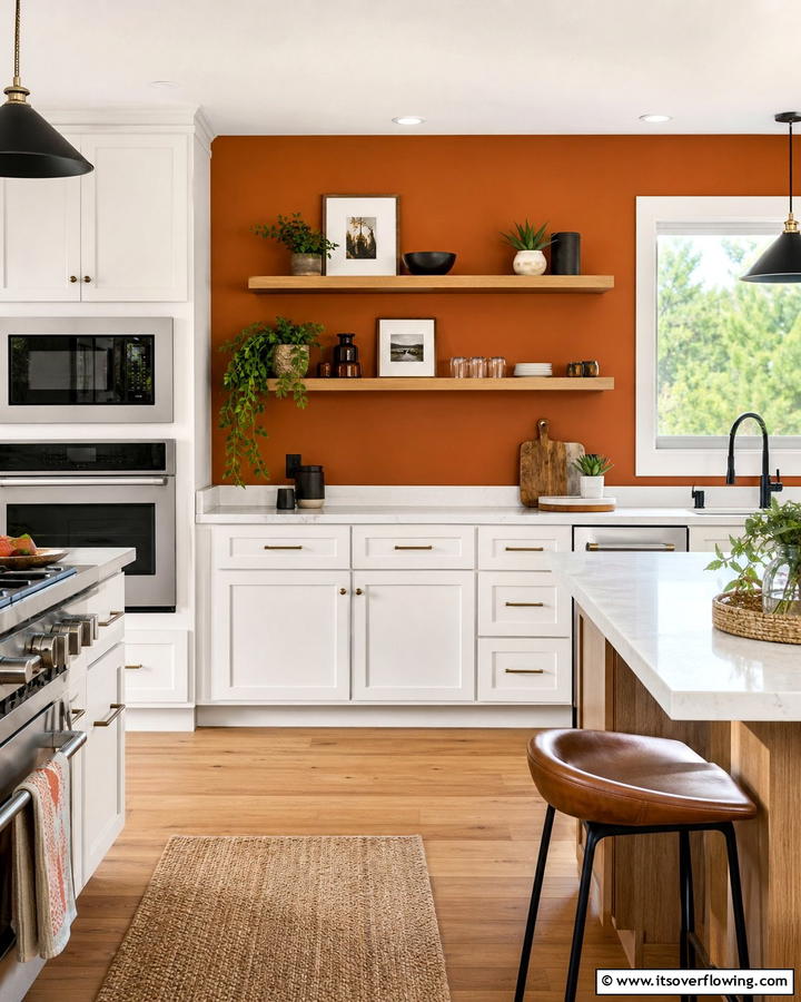 Burnt Orange Accent Wall - 25 Burnt Orange Kitchen Ideas for a Warm and Inviting Space
