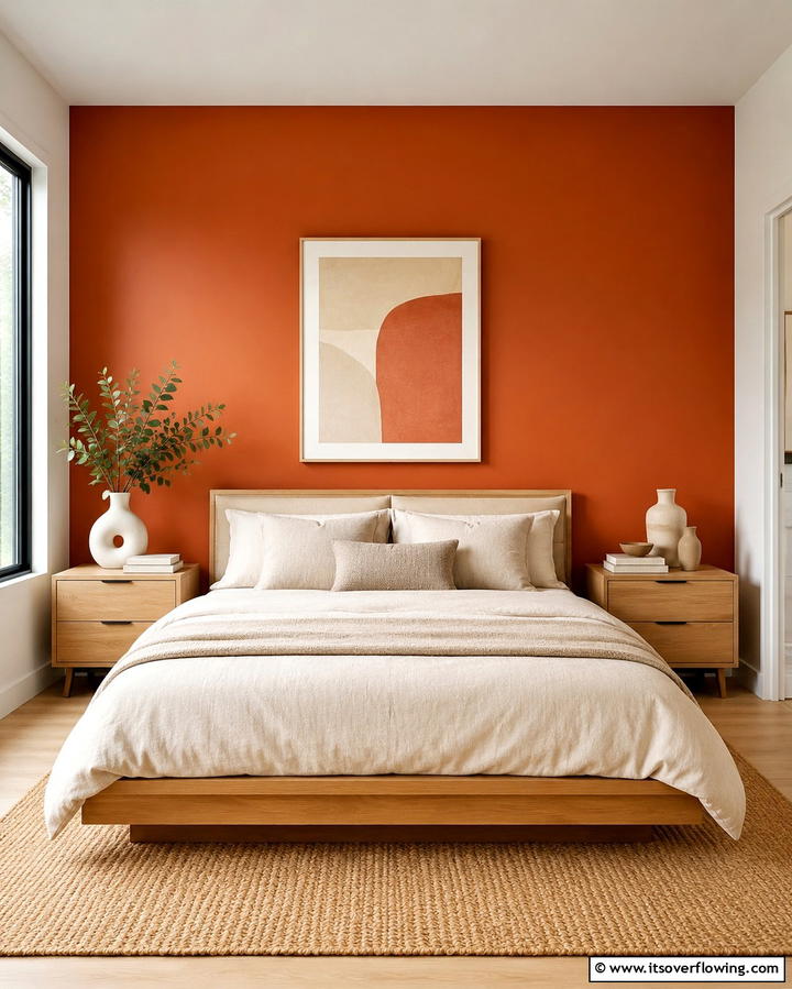 Burnt Orange Accent WallExact - 30 Warm Burnt Orange Bedroom Designs for Cozy Autumn Vibes