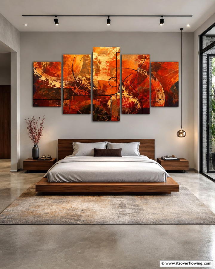 Burnt Orange Artwork - 30 Warm Burnt Orange Bedroom Designs for Cozy Autumn Vibes