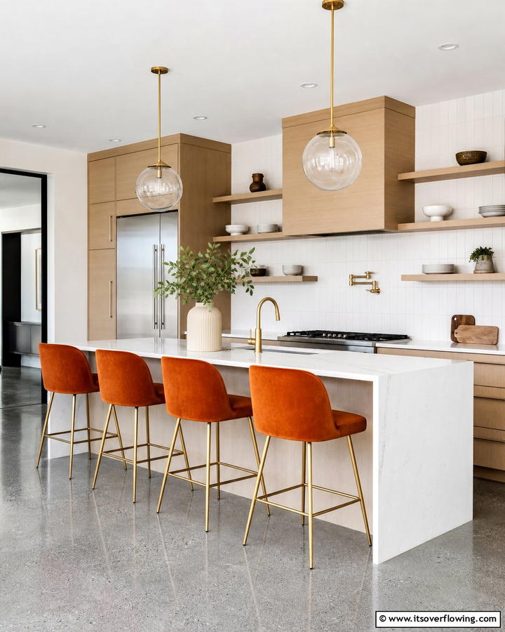 Burnt Orange Bar Stools - 25 Burnt Orange Kitchen Ideas for a Warm and Inviting Space