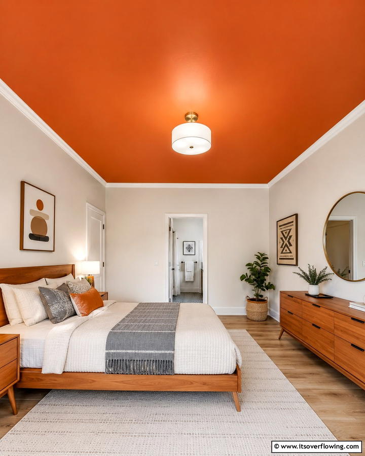 Burnt Orange CeilingExact - 30 Warm Burnt Orange Bedroom Designs for Cozy Autumn Vibes