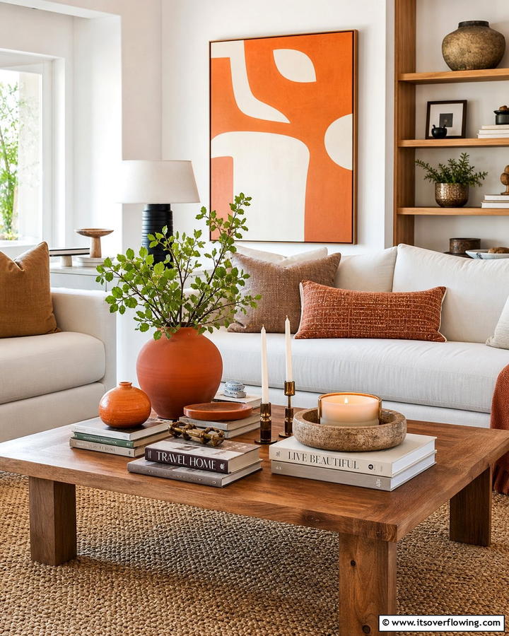 Burnt Orange Coffee Table Decor - 25 Burnt Orange Living Room Ideas for a Warm Ambiance