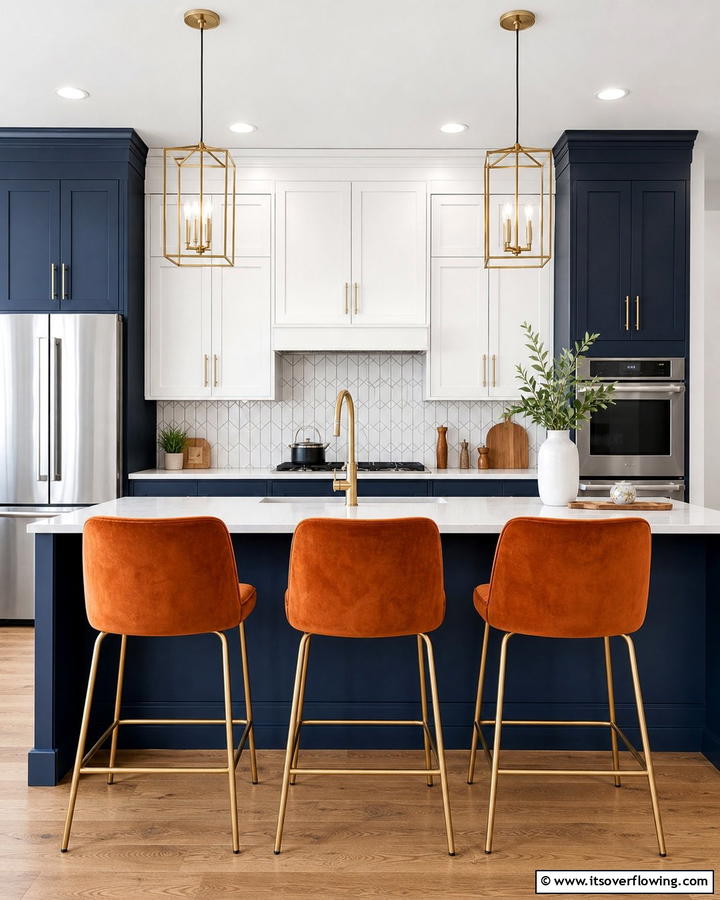 Burnt Orange Counter Stools - 25 Burnt Orange Kitchen Ideas for a Warm and Inviting Space