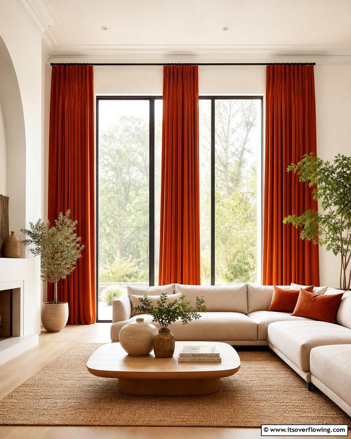 Burnt Orange CurtainsExact - 25 Burnt Orange Living Room Ideas for a Warm Ambiance