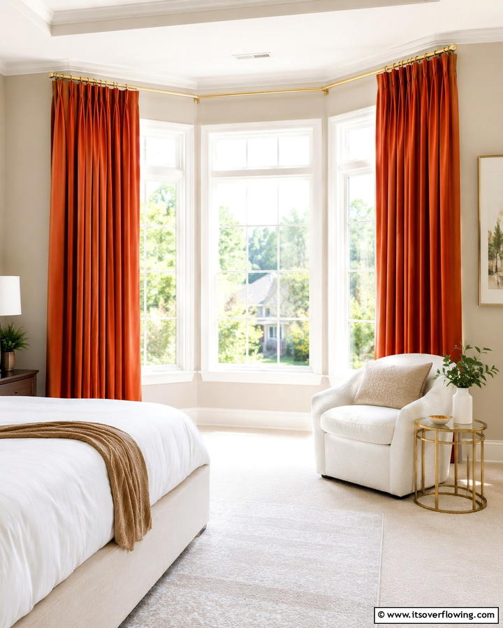 Burnt Orange CurtainsOne - 30 Warm Burnt Orange Bedroom Designs for Cozy Autumn Vibes