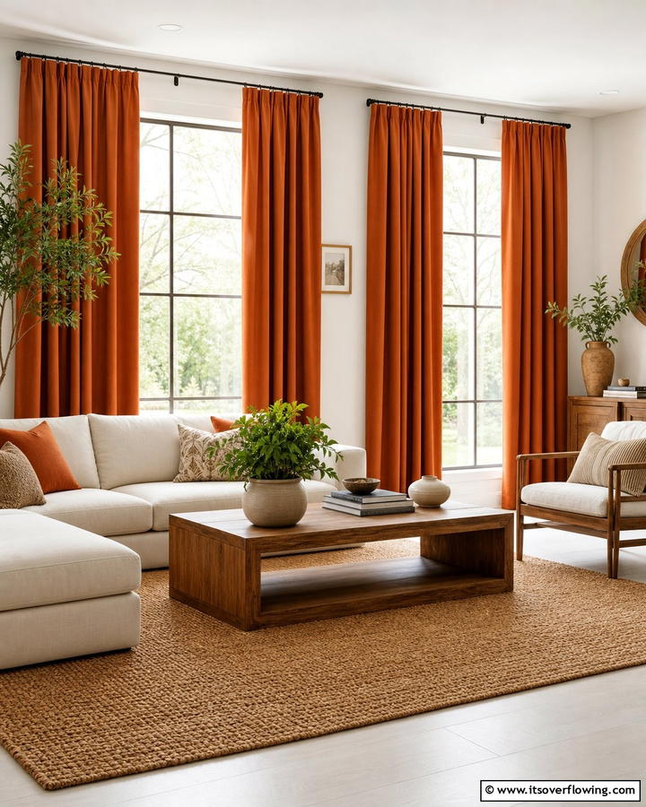 Burnt Orange CurtainsOne - 25 Burnt Orange Living Room Ideas for a Warm Ambiance