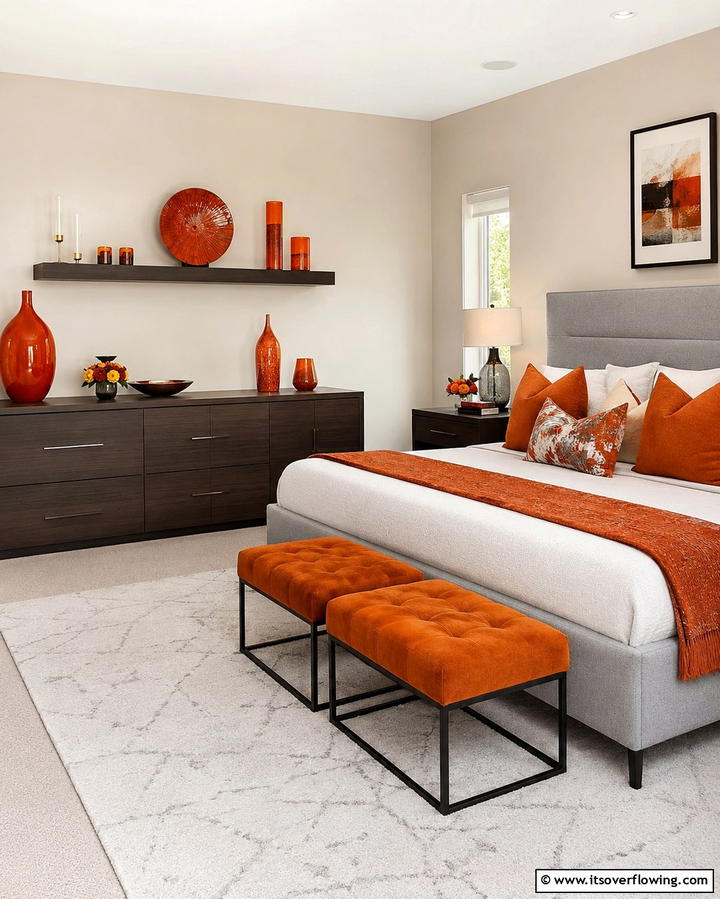 Burnt Orange Decorative Accessories - 30 Warm Burnt Orange Bedroom Designs for Cozy Autumn Vibes