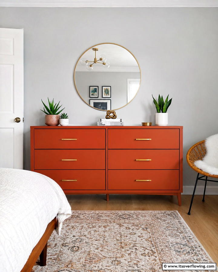 Burnt Orange Dresser - 30 Warm Burnt Orange Bedroom Designs for Cozy Autumn Vibes
