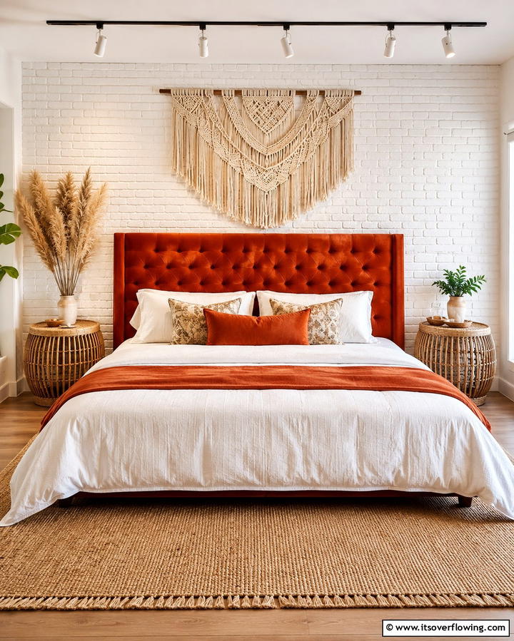Burnt Orange Headboard - 30 Warm Burnt Orange Bedroom Designs for Cozy Autumn Vibes