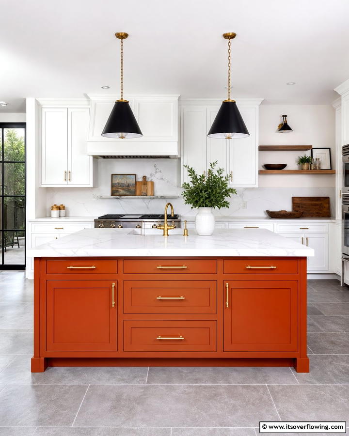 Burnt Orange Kitchen Island - 25 Burnt Orange Kitchen Ideas for a Warm and Inviting Space