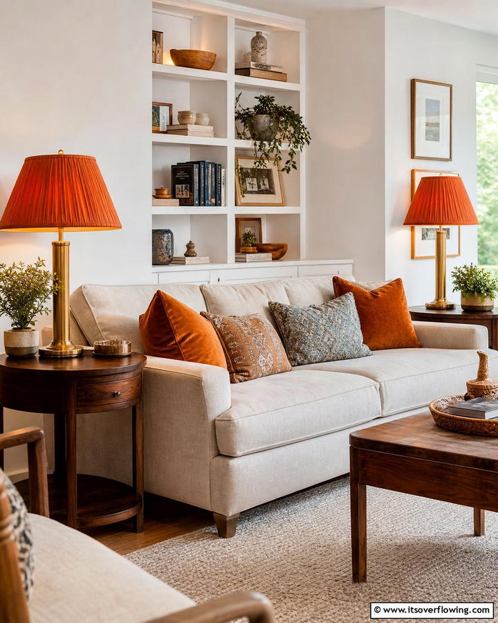 Burnt Orange Lampshades - 25 Burnt Orange Living Room Ideas for a Warm Ambiance