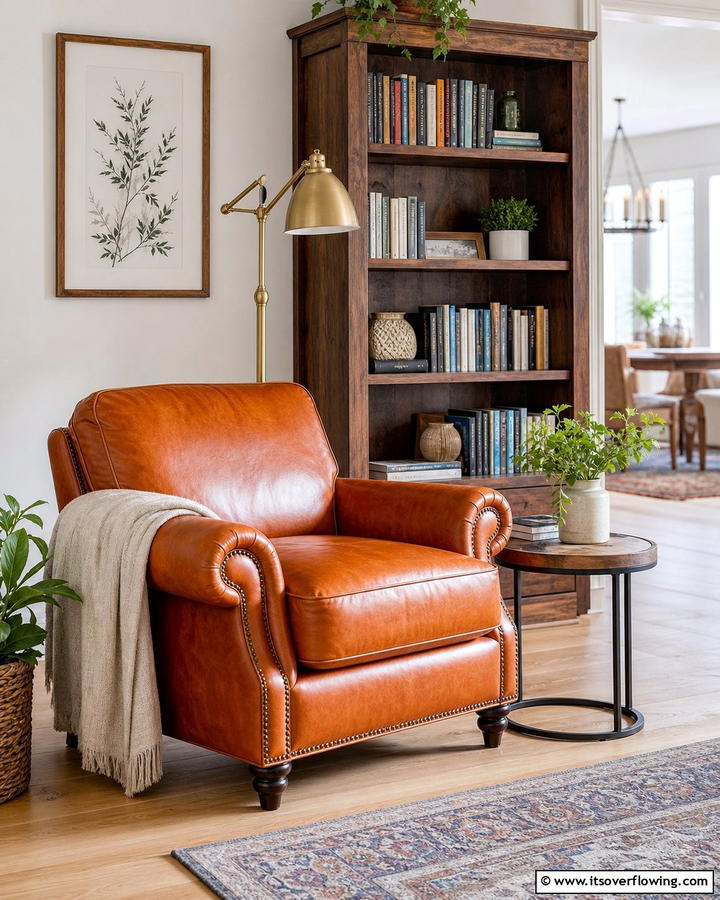 Burnt Orange Leather Armchair - 25 Burnt Orange Living Room Ideas for a Warm Ambiance