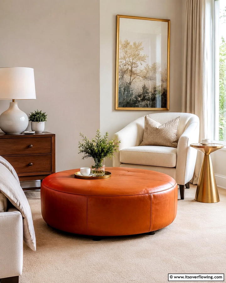 Burnt Orange Ottoman - 30 Warm Burnt Orange Bedroom Designs for Cozy Autumn Vibes