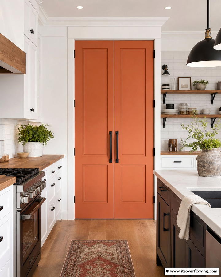 Burnt Orange Pantry Doors - 25 Burnt Orange Kitchen Ideas for a Warm and Inviting Space