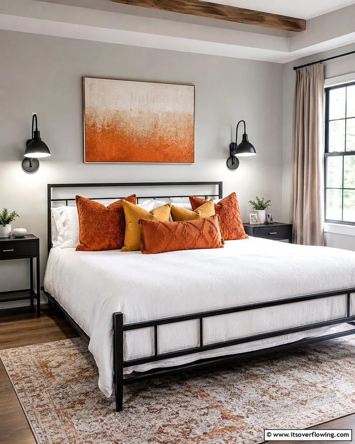 Burnt Orange Throw PillowsExact - 30 Warm Burnt Orange Bedroom Designs for Cozy Autumn Vibes
