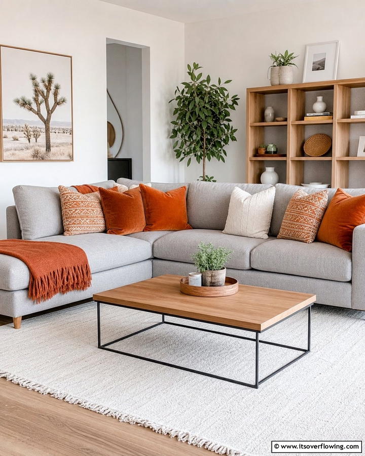 Burnt Orange Throw PillowsExact - 25 Burnt Orange Living Room Ideas for a Warm Ambiance