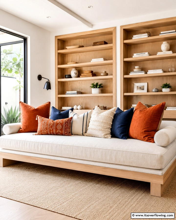 Burnt Orange Throw PillowsOne - 30 Warm Burnt Orange Bedroom Designs for Cozy Autumn Vibes