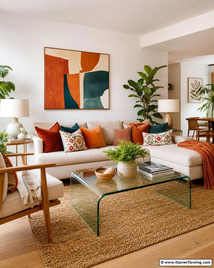 Burnt Orange Throw PillowsOne - 25 Burnt Orange Living Room Ideas for a Warm Ambiance