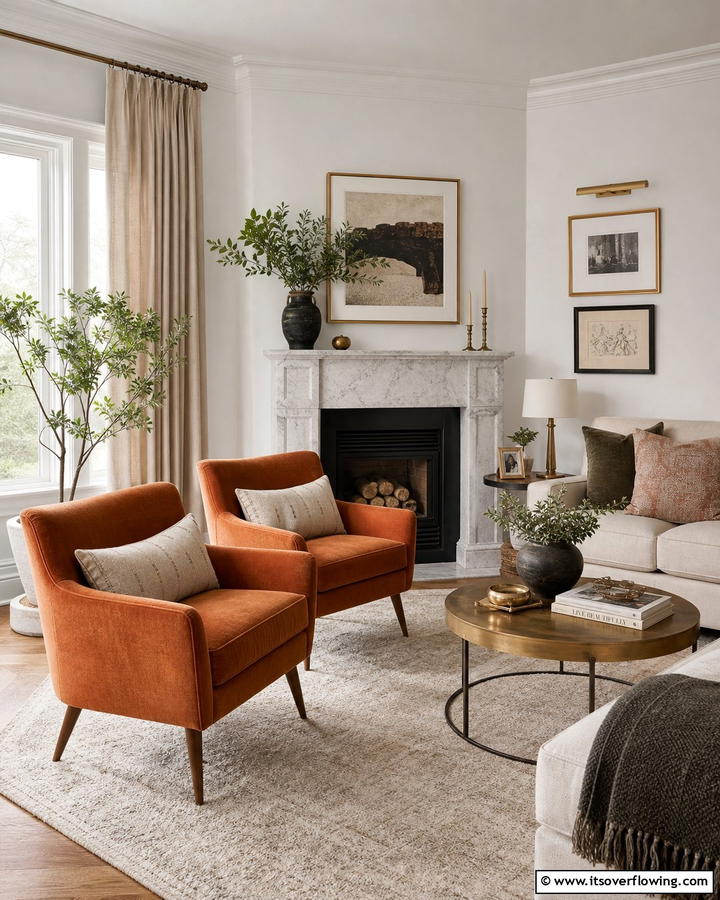 Burnt Orange Upholstered Chairs - 25 Burnt Orange Living Room Ideas for a Warm Ambiance