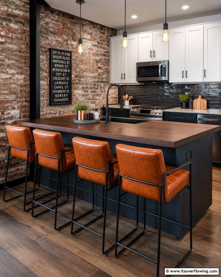 Burnt Orange Upholstery for Bar Stools - 25 Burnt Orange Kitchen Ideas for a Warm and Inviting Space