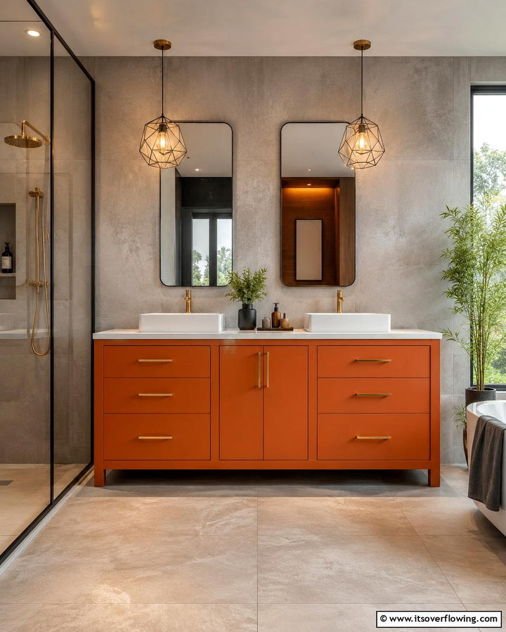 Burnt Orange Vanity - 25 Orange Bathroom Ideas for a Vibrant Space