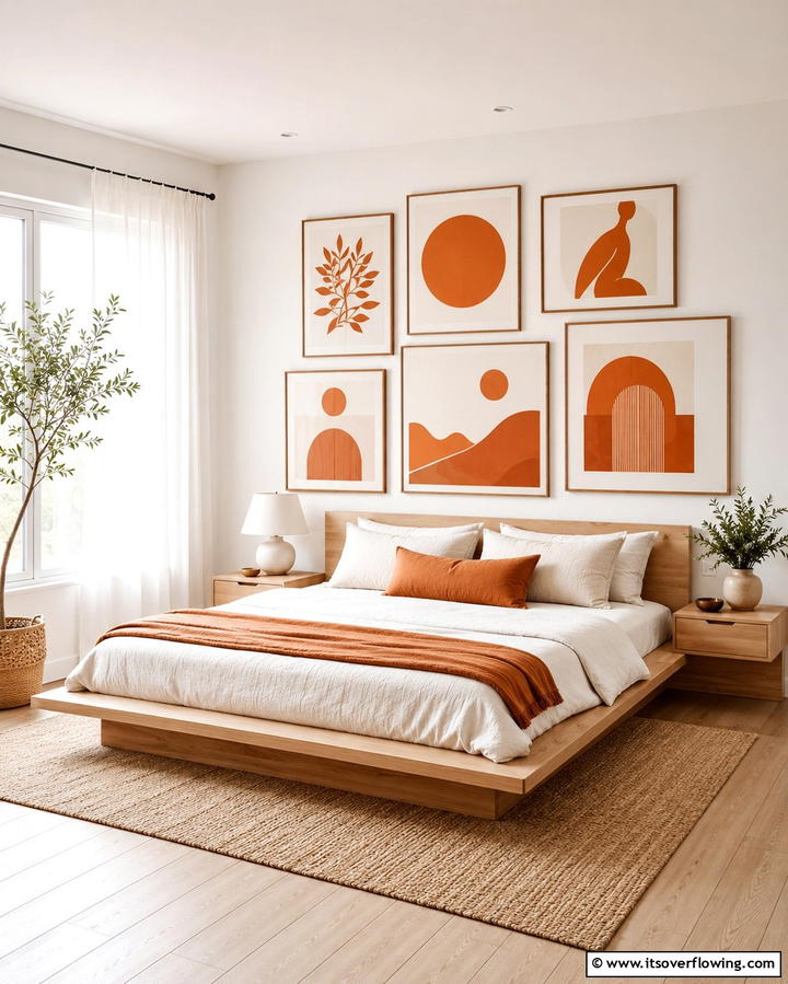 Burnt Orange Wall Art - 30 Warm Burnt Orange Bedroom Designs for Cozy Autumn Vibes