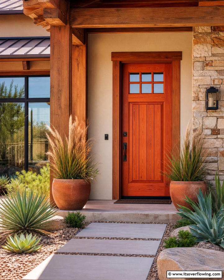 Burnt Orange Warmth - 20 Cedar Front Door Colors Ideas- Warm & Inviting
