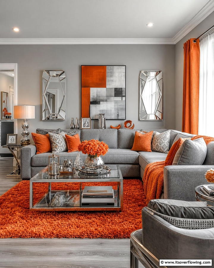 Burnt Orange and Grey Color SchemeExact - 25 Burnt Orange Living Room Ideas for a Warm Ambiance