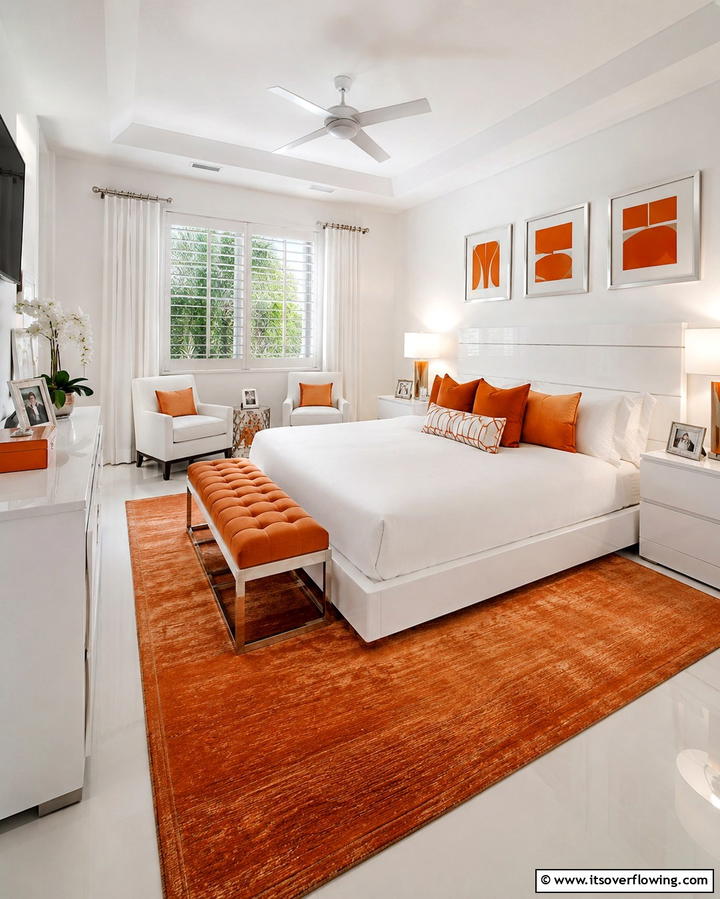 Burnt Orange and White Palette - 30 Warm Burnt Orange Bedroom Designs for Cozy Autumn Vibes