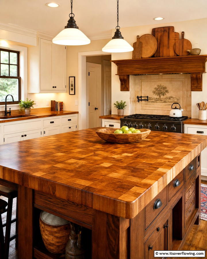 Butcher Block Countertops - 25 Traditional Kitchen Ideas for Timeless Elegance