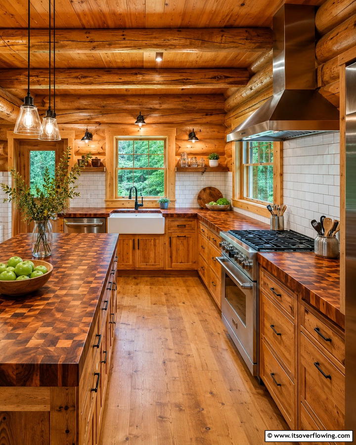 Butcher Block Countertops for Rustic Appeal - 25 Log Cabin Kitchen Design Ideas for a Rustic Look