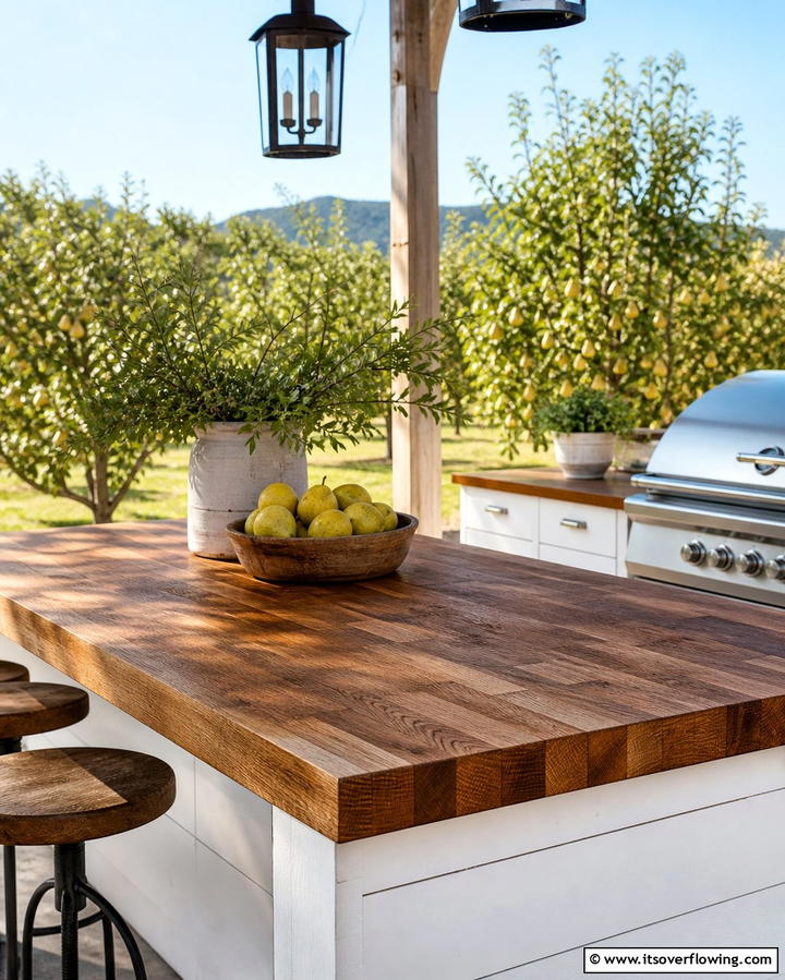 Butcher Block Countertops for Rustic Charm - 25 Outdoor Kitchen Countertop Ideas for Functionality