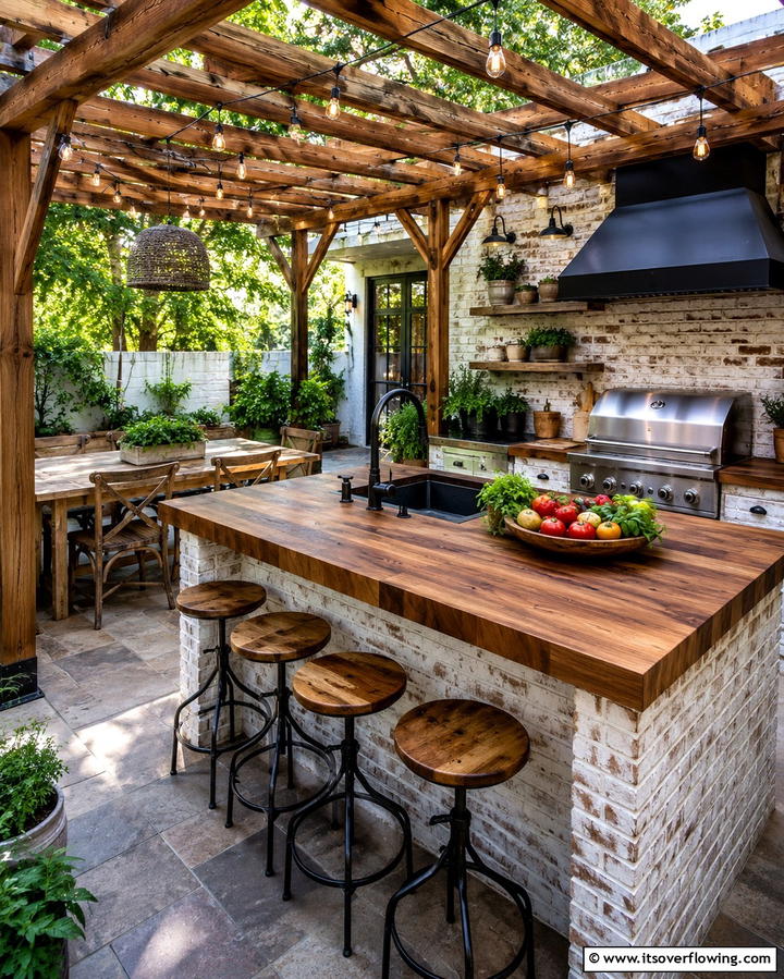 Butcher Block Countertops for Warmth - 25 Outdoor Countertop Ideas for Functional Spaces