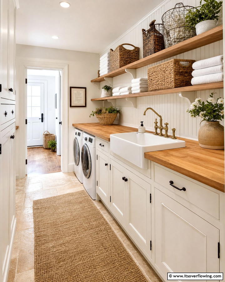 Butcher Block Countertops for a Rustic Touch - 20 Laundry Room Countertop Ideas for a Functional and Stylish Space