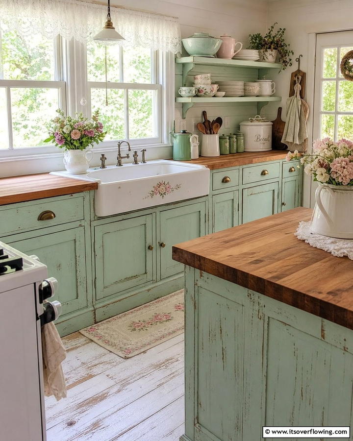 Butcher Block Countertops - 20 Shabby Chic Kitchen Ideas for a Vintage Look