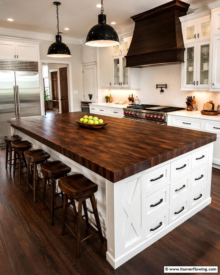 Butcher Block CountertopsOne - 30 Charming White Farmhouse Kitchen Inspirations
