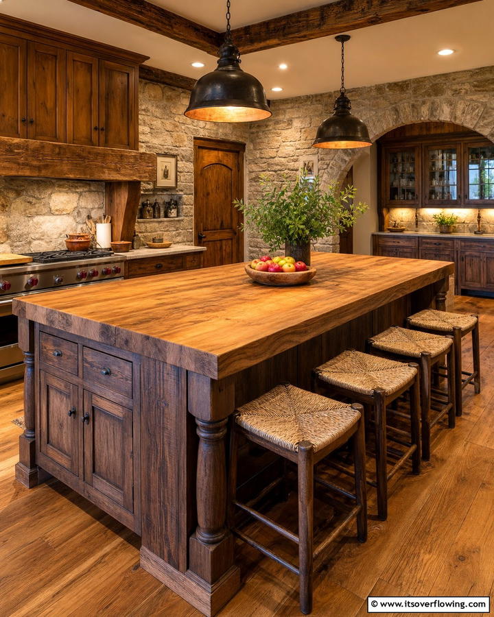 Butcher Block Islands - 20 Primitive Kitchen Ideas for a Rustic Charm