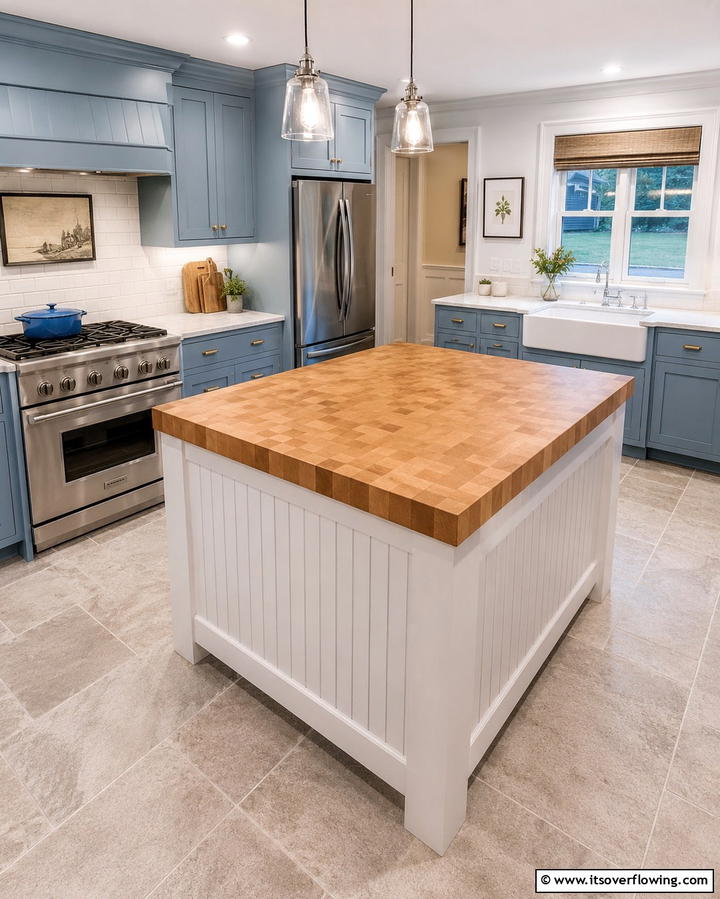 Butcher Block Top - 25 Rustic Kitchen Island Ideas for a Cozy Cooking Space