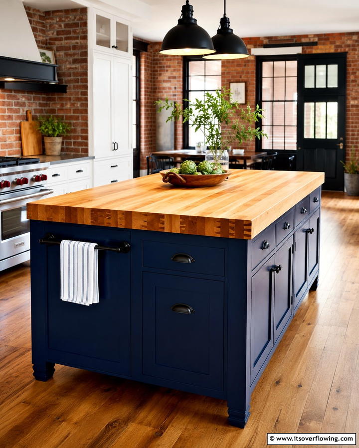 Butcher Block Top - 25 Farmhouse Kitchen Island Ideas for Rustic Charm